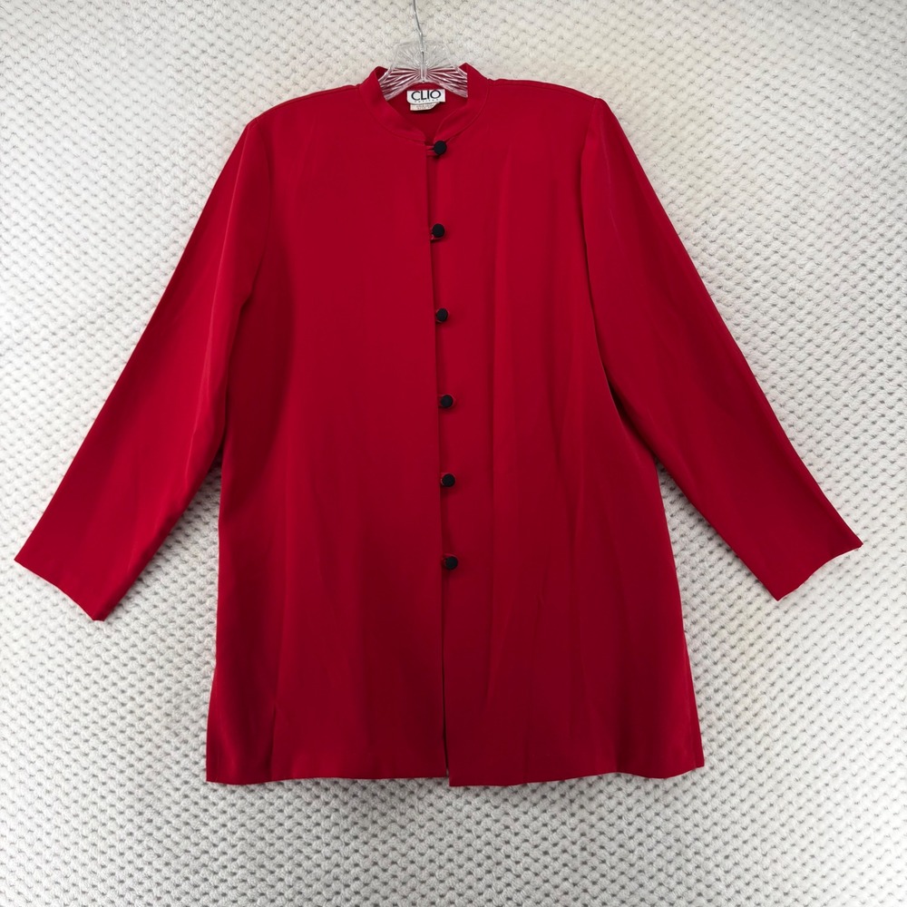 Vintage CLIO Petites Red Button Front Jacket Career Office Blazer‎ Petite PM USA